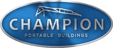 champion-portable-buildings-blue-metal-logo